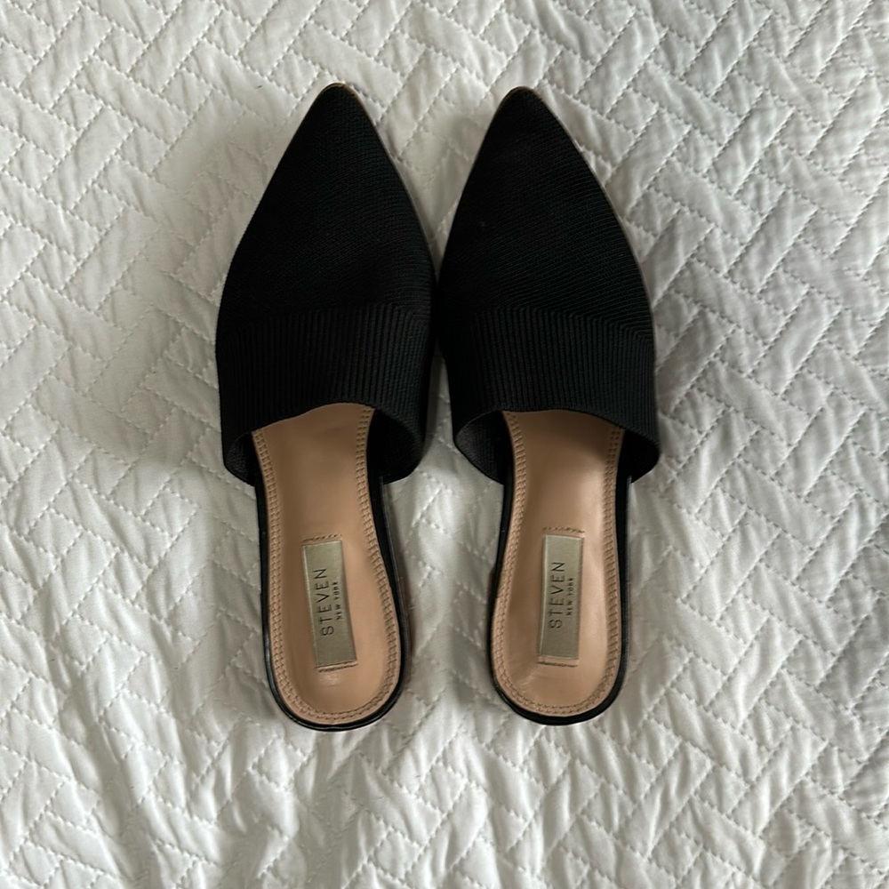 Black, slip on mules. Size 8.5.